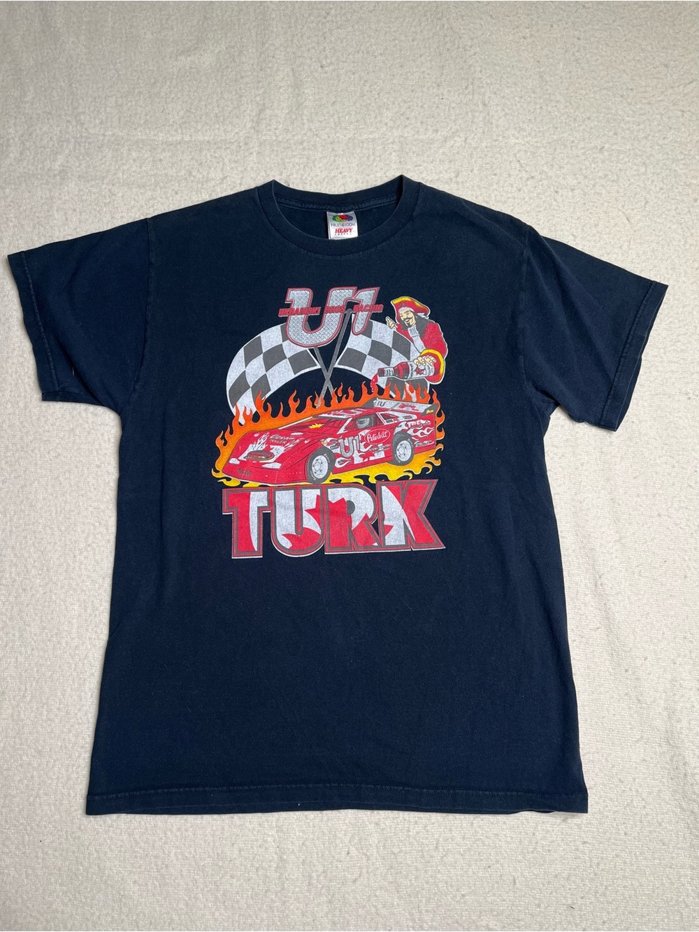 Vintage Fruit Of The Loom Ukrainski U1 Racing NASCAR T Shirt Mens M 00s 90s Vtg